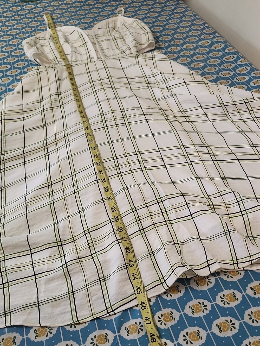 Anthropologie J.O.A. Plaid  Midi Dress Cutouts Size Large Fit & Flare - Picture 5 of 8